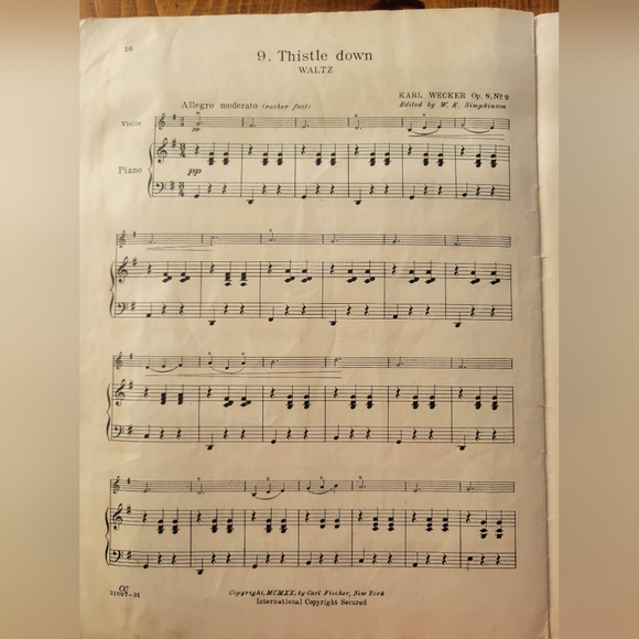 Antique Vintage 1930 Carl Fischer Violin & Piano Duets Sheet Music No CoverAll - Picture 5 of 9